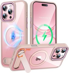 Clear Magnetic iPhone 16 Pro Max Case with 360° Rotatable Kickstand and Drop Pro