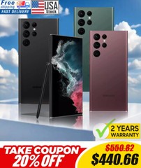 NEW SAMSUNG GALAXY S22 ULTRA 5G SM-S908U 128GB FACTORY UNLOCKED ALL COLOR MEMORY
