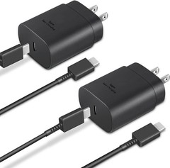 2-Pack 25W Type-C Fast Charger Block for Galaxy S26 S25 S24 S23 S22 6ft Cable