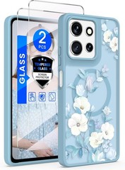 Motorola Moto G Power 5G 2025/2026 Floral Phone Case with 2X Screen Protector