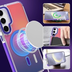 Magnetic Case for Samsung Galaxy S24 Plus Slim Translucent Matte Purple Design