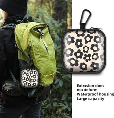 Beige Groovy Flower Coin Storage Bag for Earbuds, Data Cable, and Charger